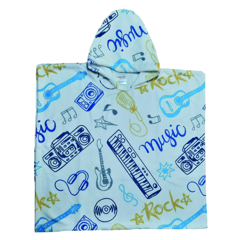 Prosop de baie pentru copii, Poncho,  Model Music, 65x65cm