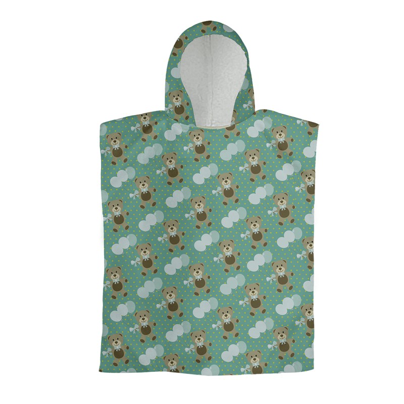Prosop de baie pentru copii, Poncho, Model Bears 65x65cm