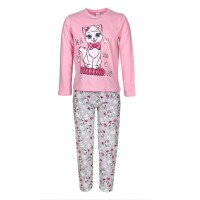 Pijama pentru copii, culoare roz-gri, model Weekendul Pisicutei